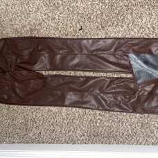 Zara faux leathe pants with a slit