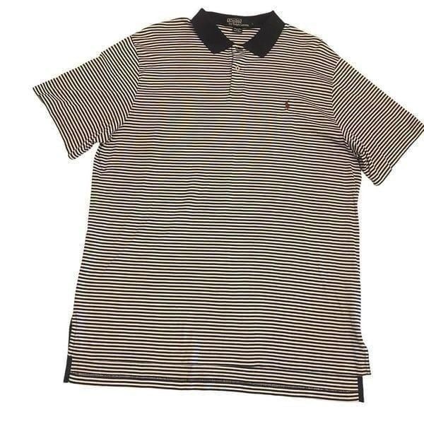 Polo Ralph Lauren Navy and White Pima Cotton Short Sleeve Shirt Sz L