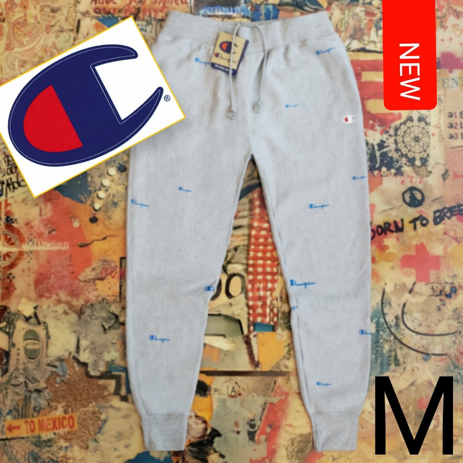 75 New Champion Mens All Over Print Reverse Weave Fleece Jogger! M