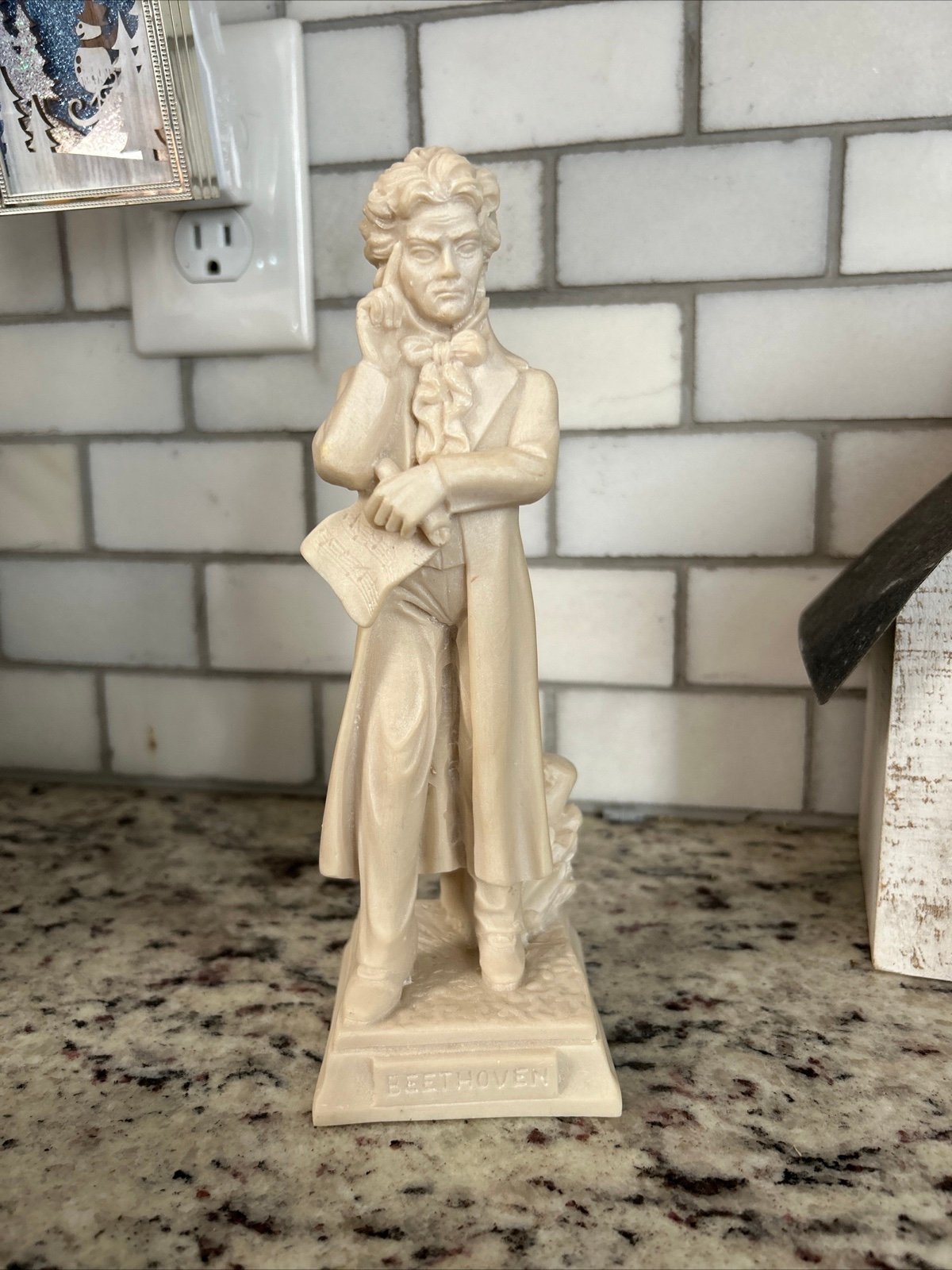 Beethoven Sculpture Full Length Figurine Vintage Faro Italy Alabaster Resin 8.5”