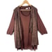 LOGO Lori Goldstein 2 Piece Set Brown Long Sleeve Top Sleeveless Cardigan SZ 2X