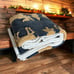 Virah Bella By Phyllis Dobbs Alaskan Throw Blanket Moose Pine Tree- Navy Blue