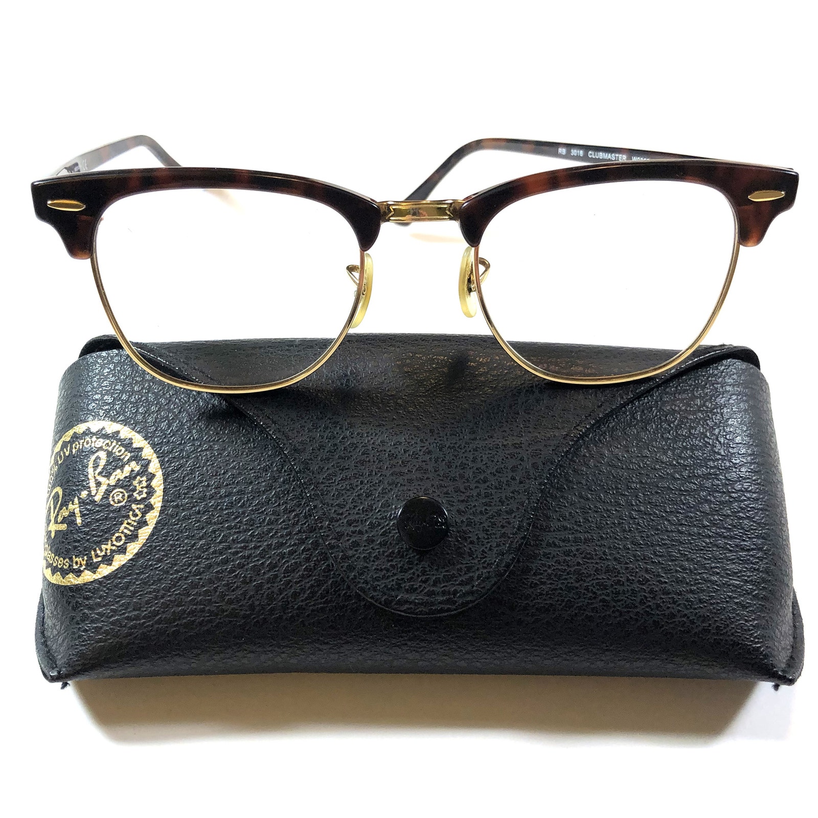 Ray Ban Mens Eyeglasses ( Clubmaster ) and Case with Cloth Used vn