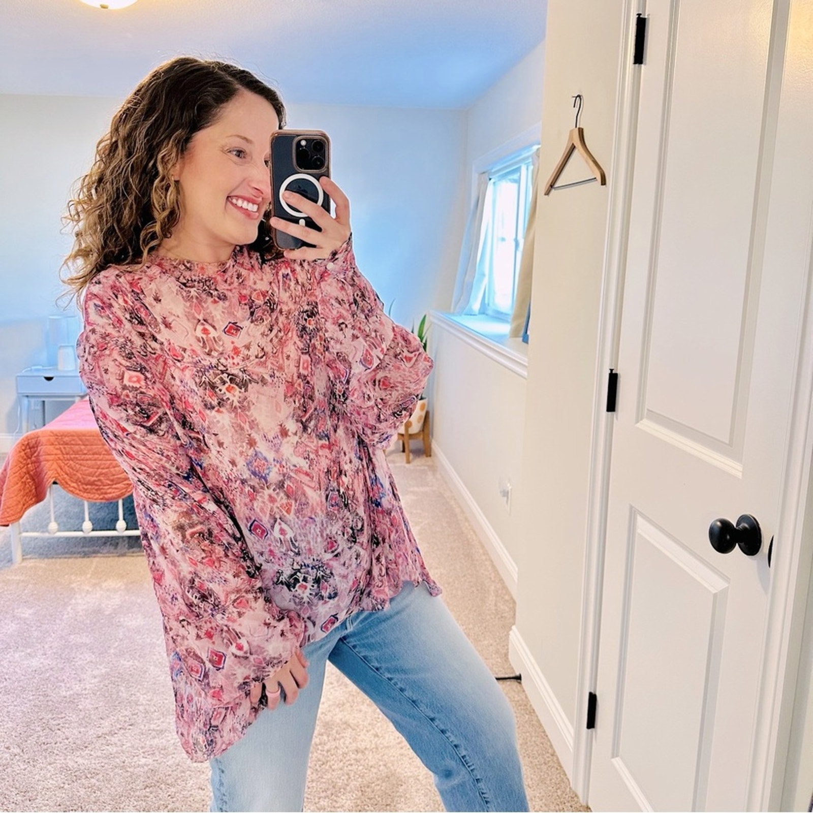 IRO Pink Silk Blouse Long Sleeve Top 40 Large