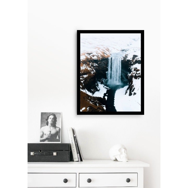 Skogafoss In The Wintertime Waterfall Wall Art Design Poster Print Decor