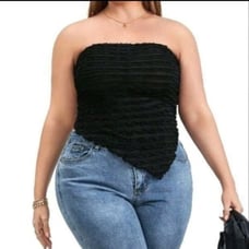 Plus, Size Elegant black Color Jacquard Strapless Top 4x