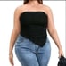 Plus, Size Elegant black Color Jacquard Strapless Top 4x