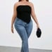 Plus, Size Elegant black Color Jacquard Strapless Top 4x