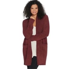Barefoot Dreams Burgundy CozyChic Cali Cardigan Size Small