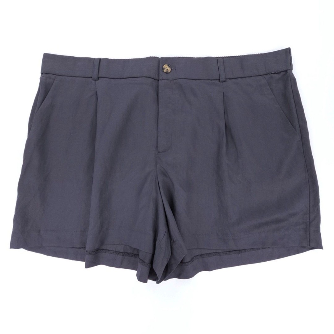 NEW Torrid Studio Linen Shorts Pleated Tailored Trouser Old Money Periscope Gray