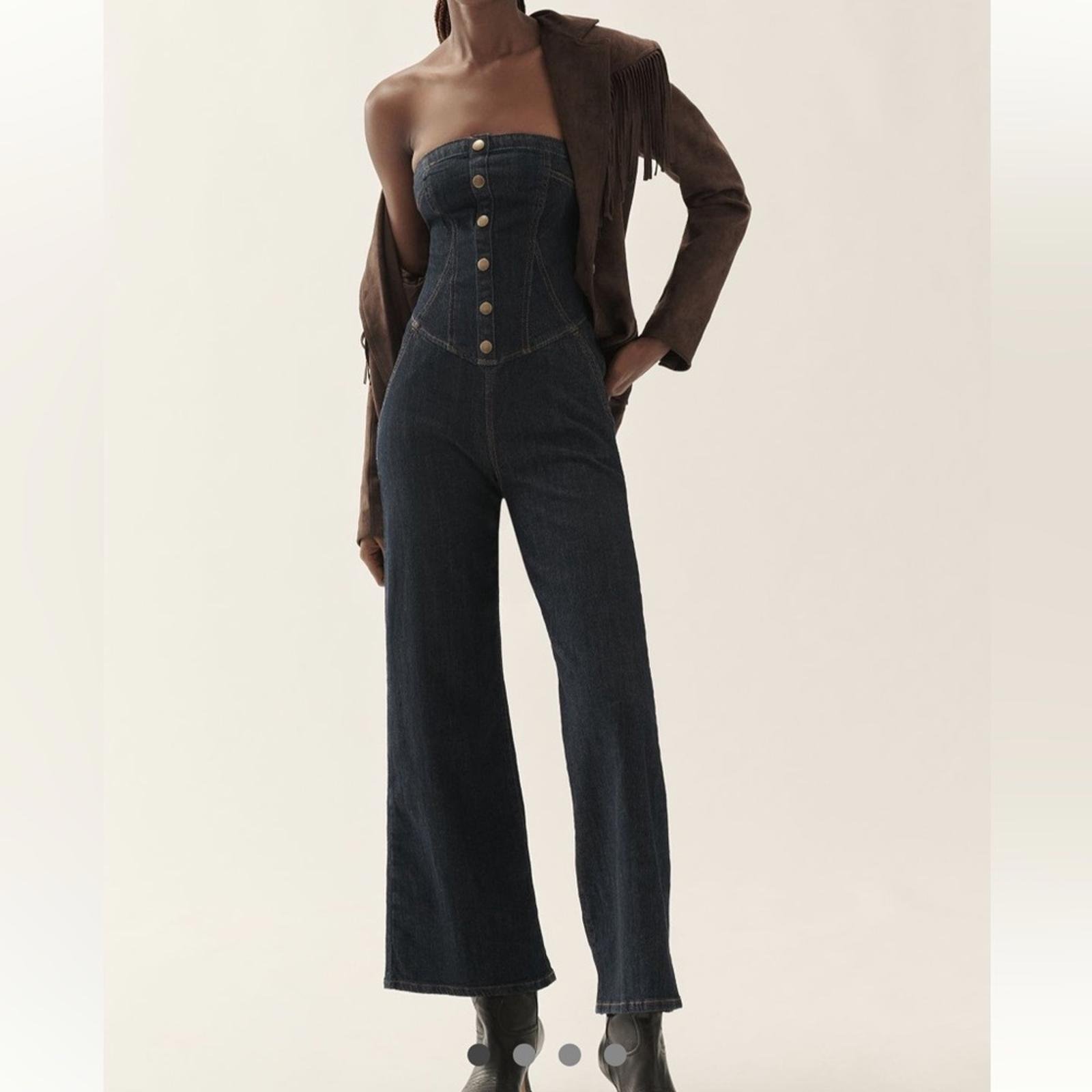 Anthropologie l NWT Pilcro Strapless Denim Corset Jumpsuit Size 2