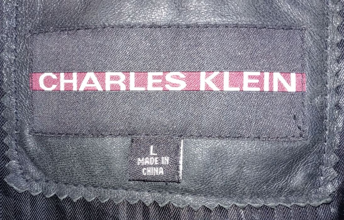 Charles Klein black leather riding jacke