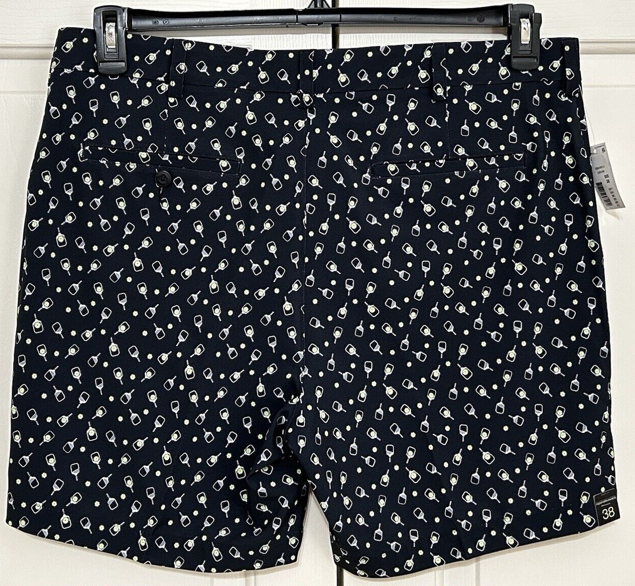 NWT Roundtree Yorke Performance size 38 black yellow Pickleball shorts mens