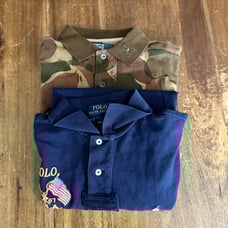 Polo Ralph Lauren Shirt Lot Camouflage / Blue LTD Military USA Flags RARE Medium