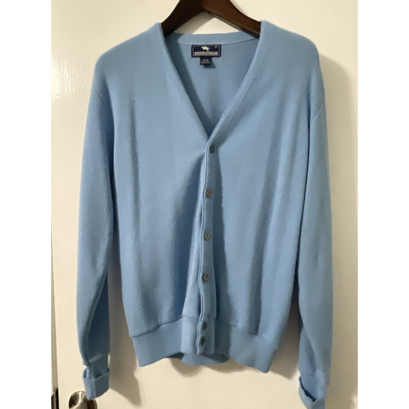 Steeplechase Blue Vintage Cardigan Sweater Size Medium Equestrian