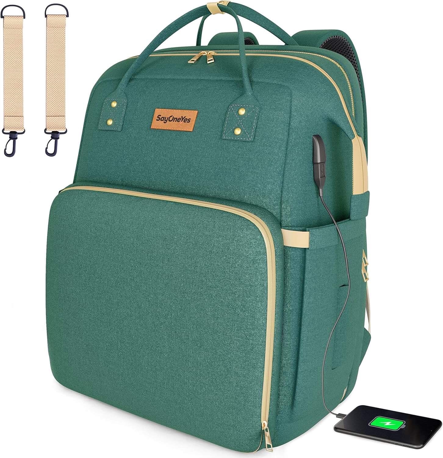 Say One Yes Baby Diaper Multifunction Green Bag Backpack