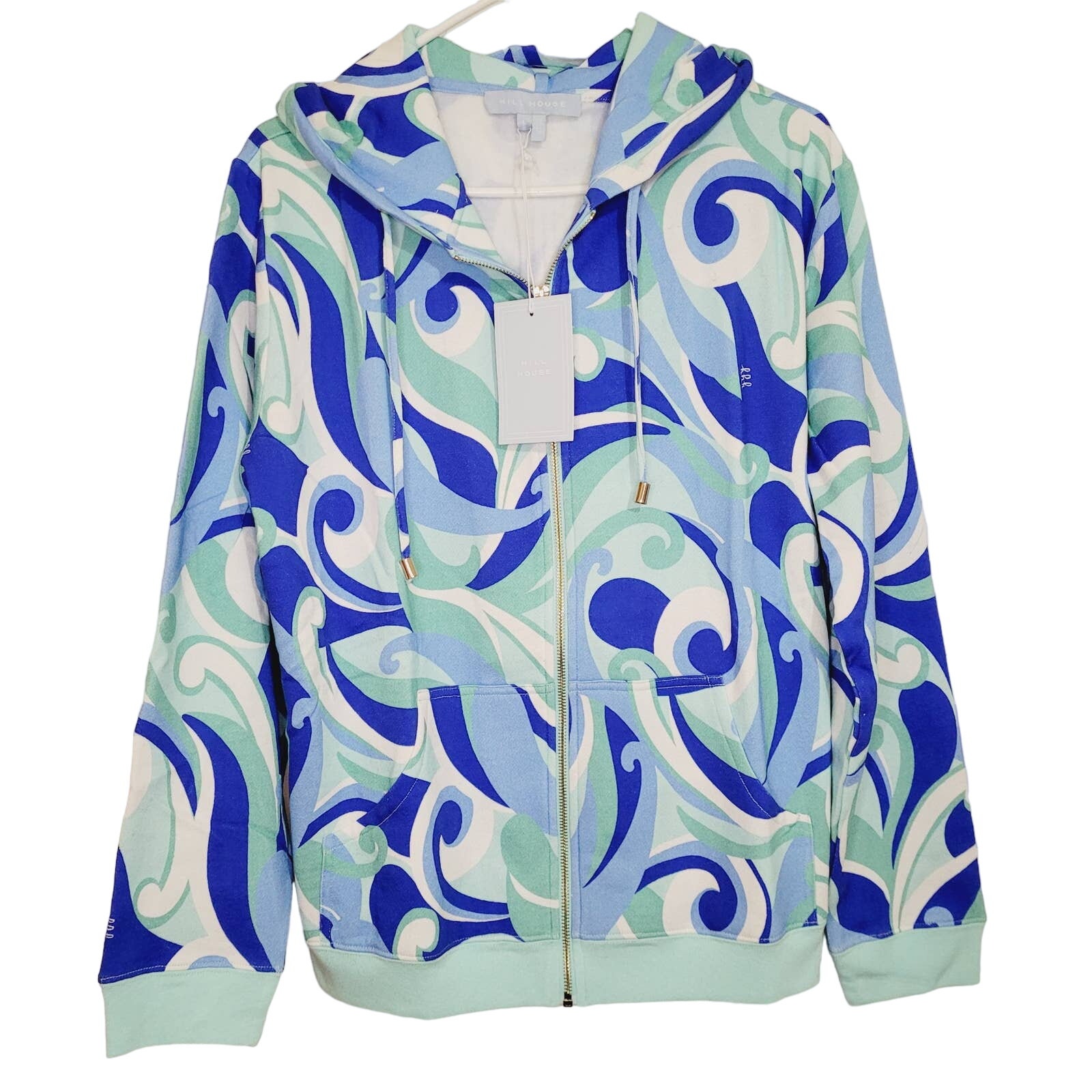 New Hill House womens Allie blue zip up kaleidoscope print hoodie size large