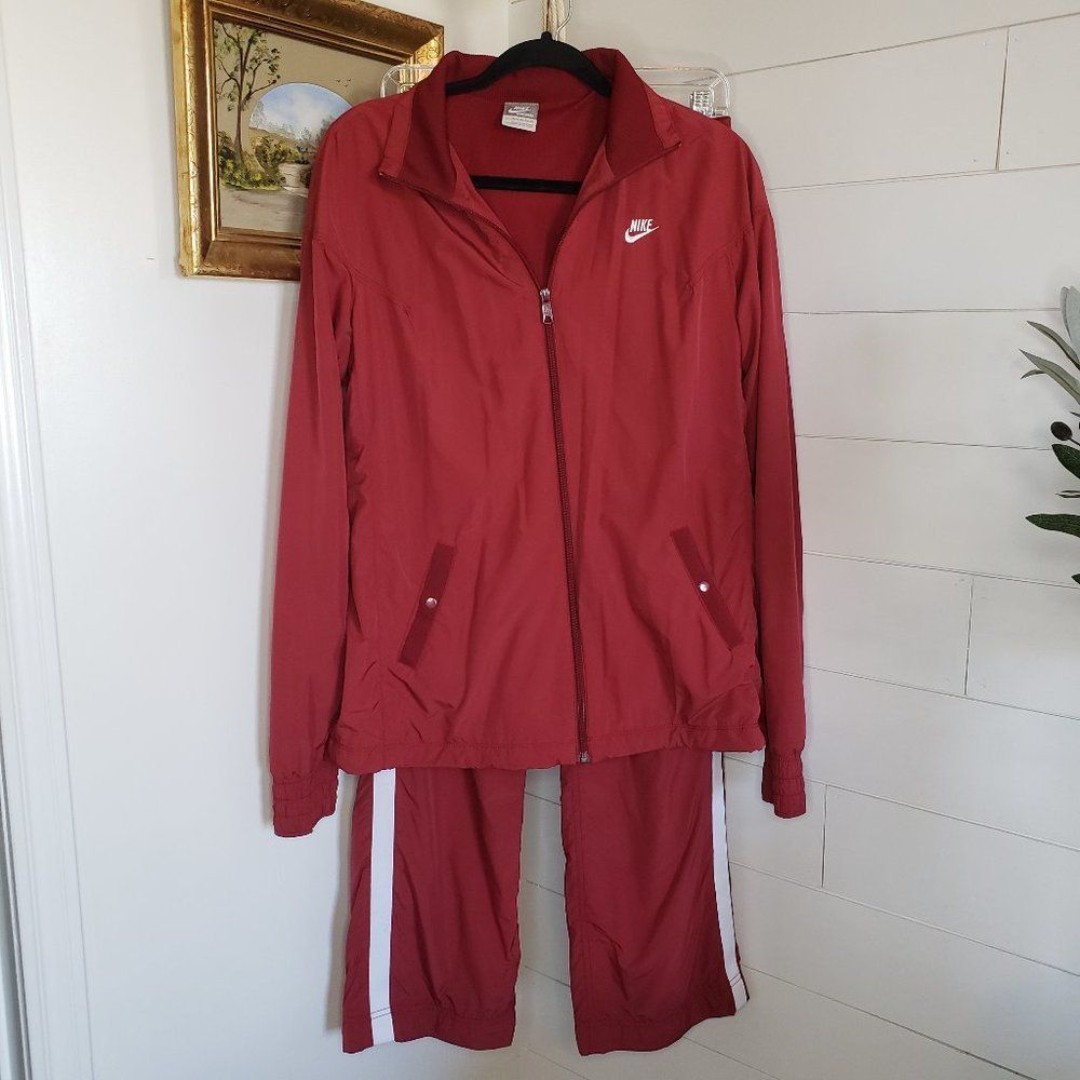 Vintage 90's Gray Tag Maroon Nike Track Suit Small/Medium