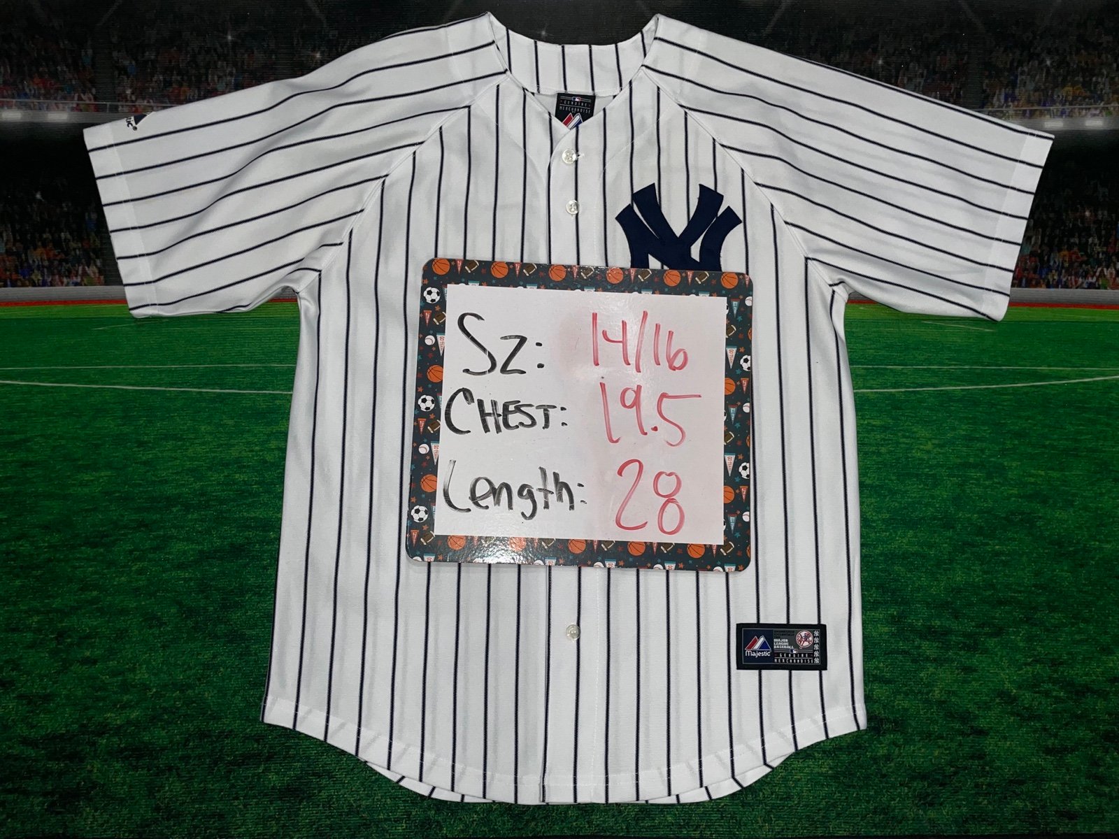 Majestic Derek Jeter #2 New York Yankees Youth Jersey Sz 14/16