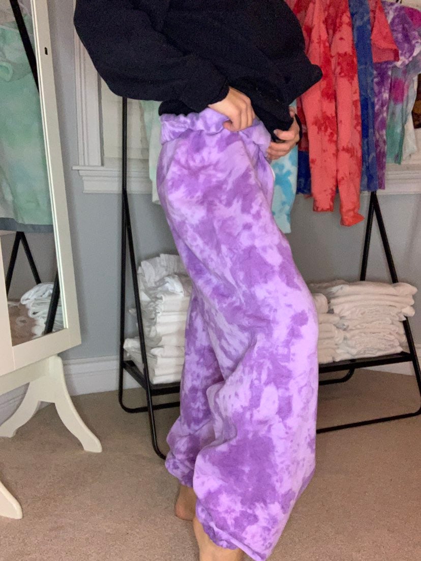 purple tie dye sweatpants