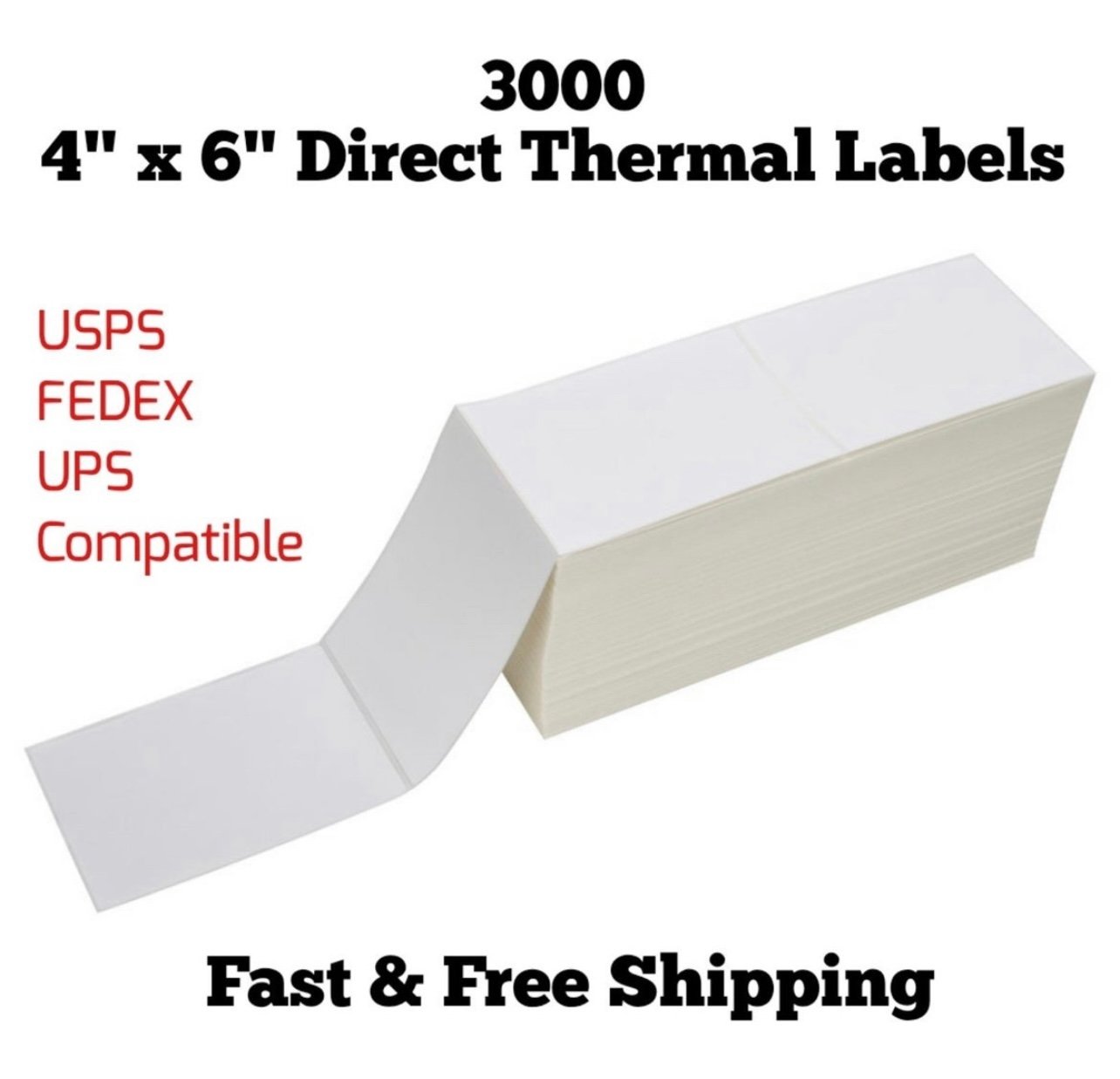 6000 Fanfold 4 x 6 Direct Thermal Shipping Labels Zebra Rollo