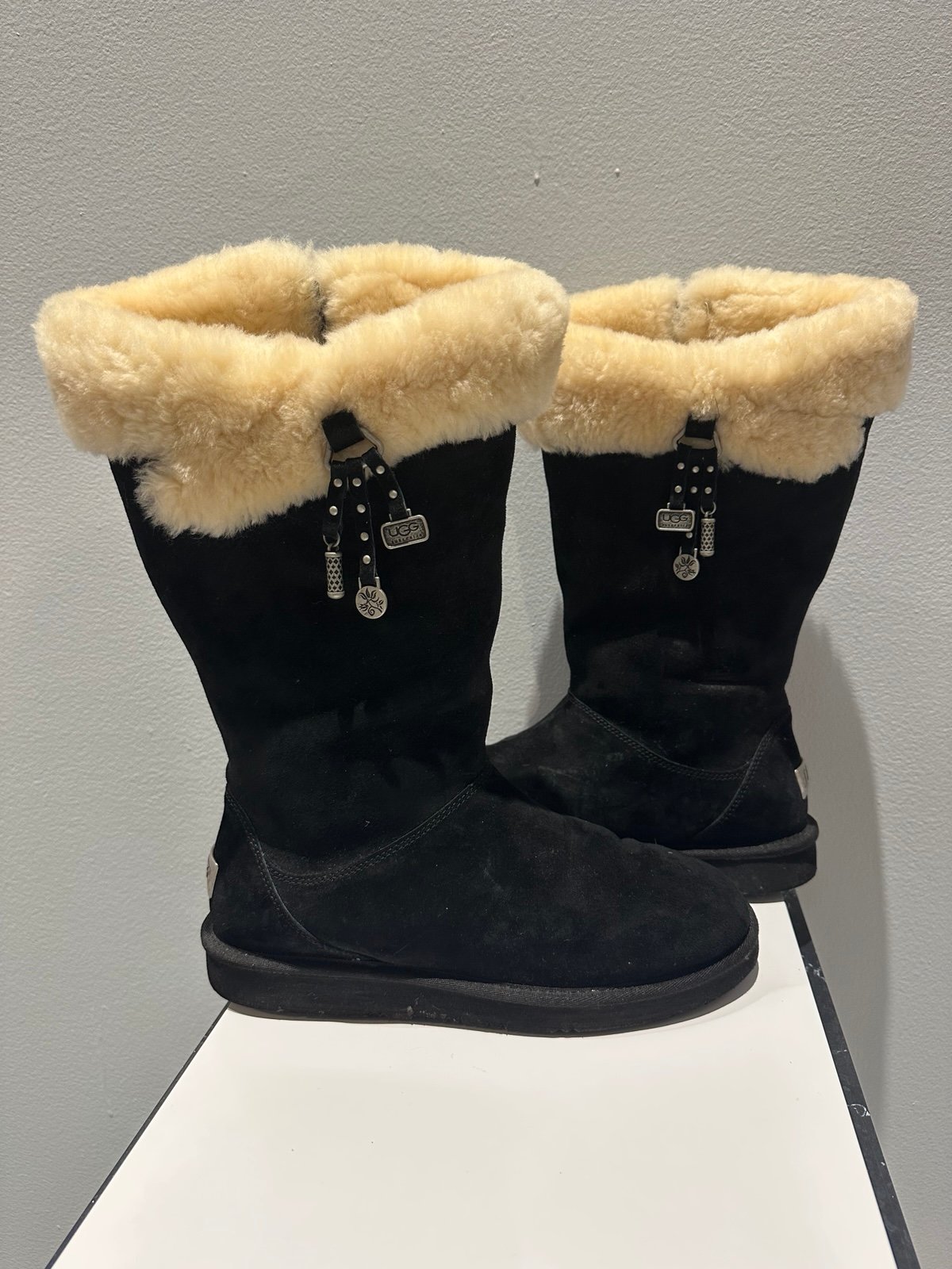 UGG Plumdale Charm Black Shearling Boots