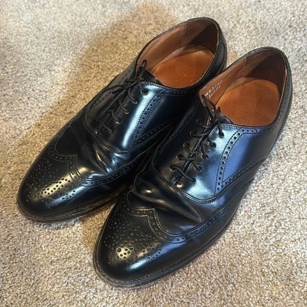 Vintage Men’s Bostonian Black Wing Tip Formal Dress Shoes Size 7.5 Made in USA