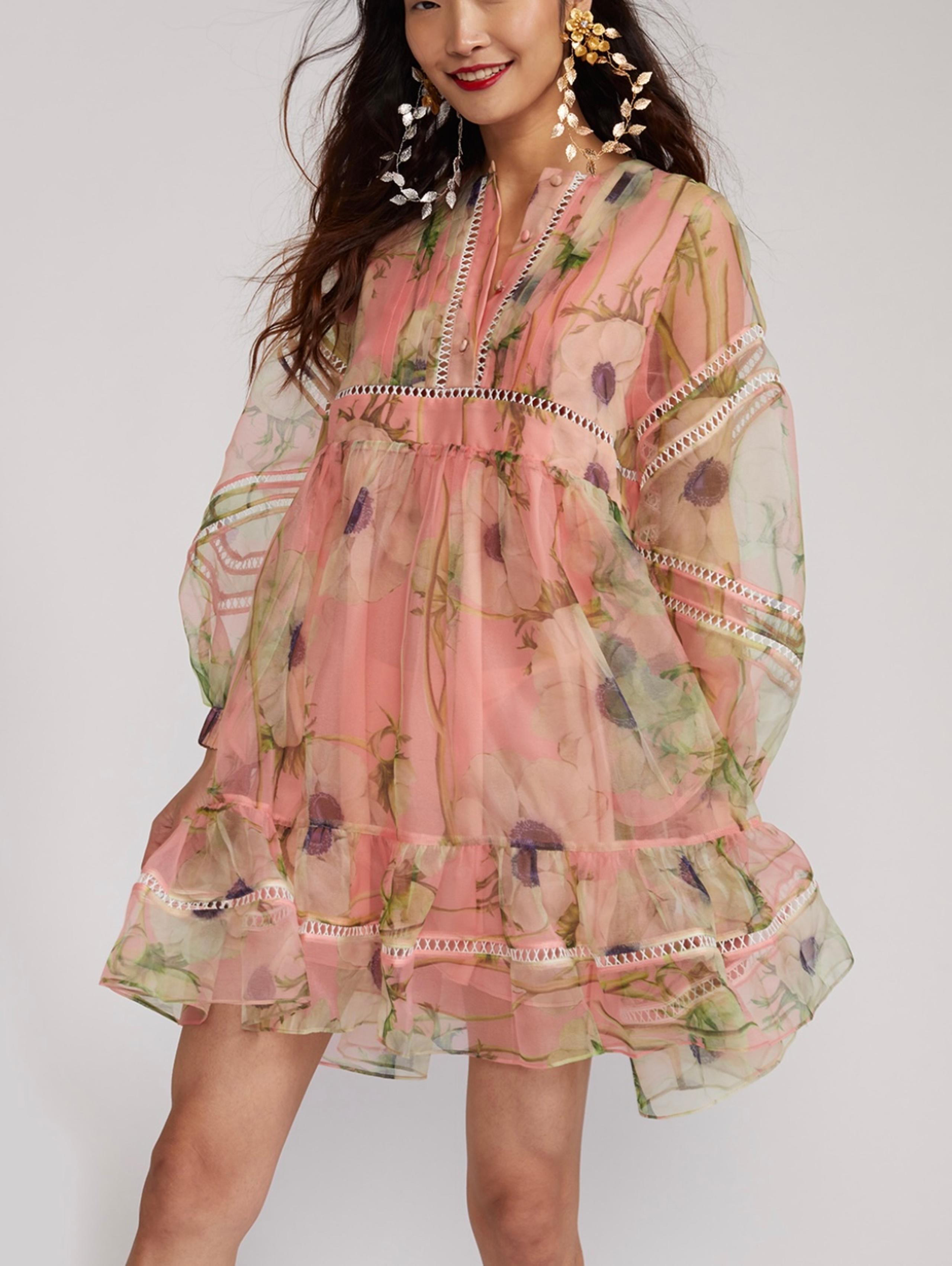 Cynthia Rowley floral organza mini dress M