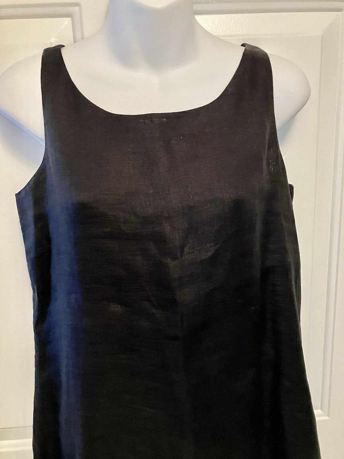 Eileen Fisher Womens XS Small Black Dress Shift Irish Linen Lagenlook