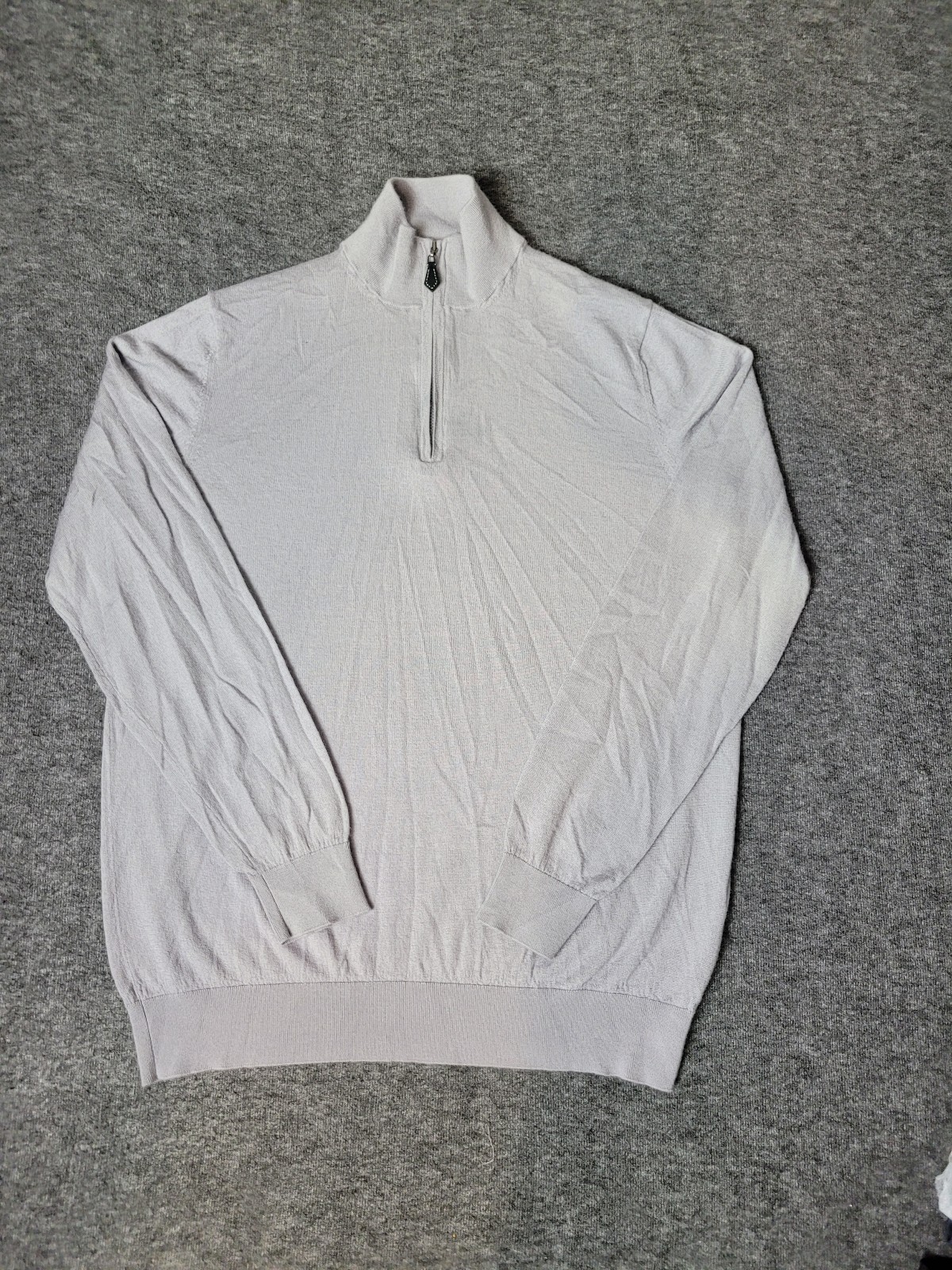 Alan Paine Cashmere Silk Mens Size M Gray Sweater 1/4 Quarter Zip Pullover Great