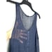 EILEEN FISHER Midnight Blue Woven Linen Mesh Henley Sleeveless Tunic Top Sz L