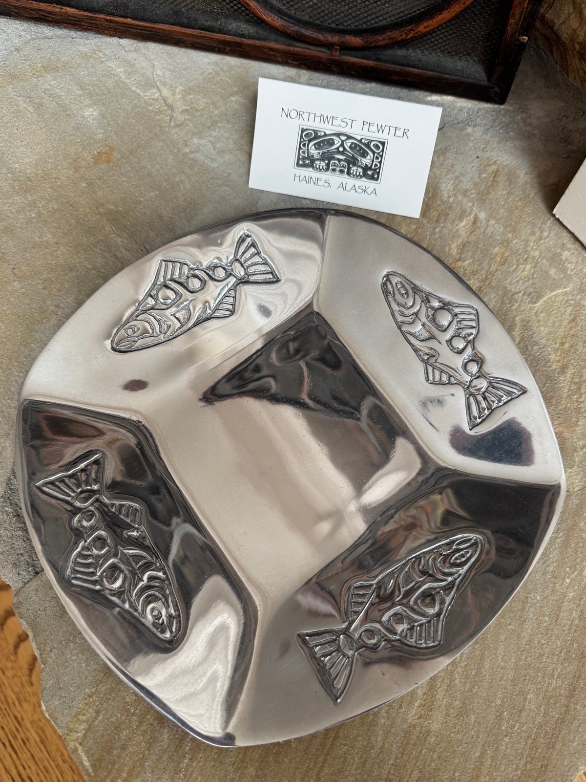 Northwest Pewter Co Alaskan Salmon Design Pewter Tray Dish Haines Alaska NWT