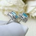 2.30ct Crushed Ice Cut Aquamarine Sterling Silver Stud Earrings