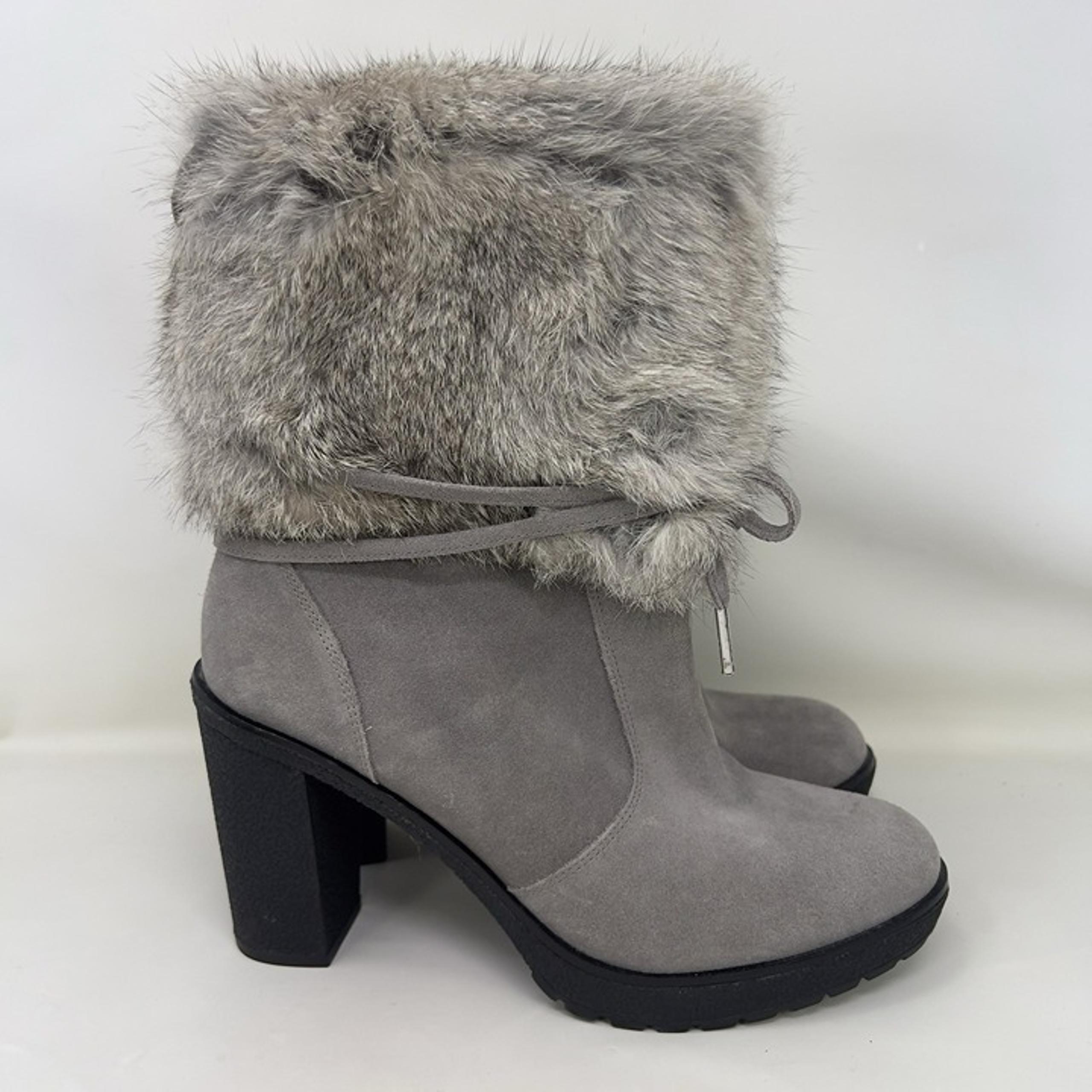 Michael Kors Hawthorne Rabbit Fur Suede Ankle Boots Gray Women’s Size 9