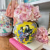 Japanese Ginger Jar Bright Yellow Floral Playing Geishas 7.25”H no Lid Japan