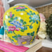 Japanese Ginger Jar Bright Yellow Floral Playing Geishas 7.25”H no Lid Japan