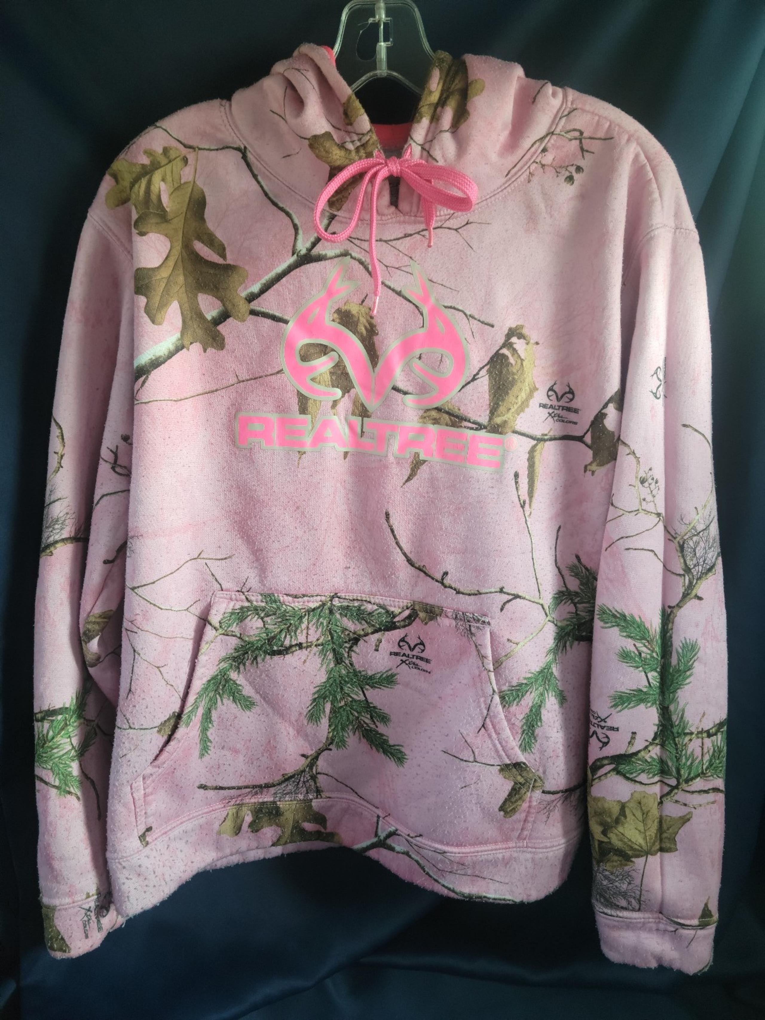 RealTree Pink Camouflage Camo Hoodie Sz XL Pullover Kangaroo Pocket Sweatshirt