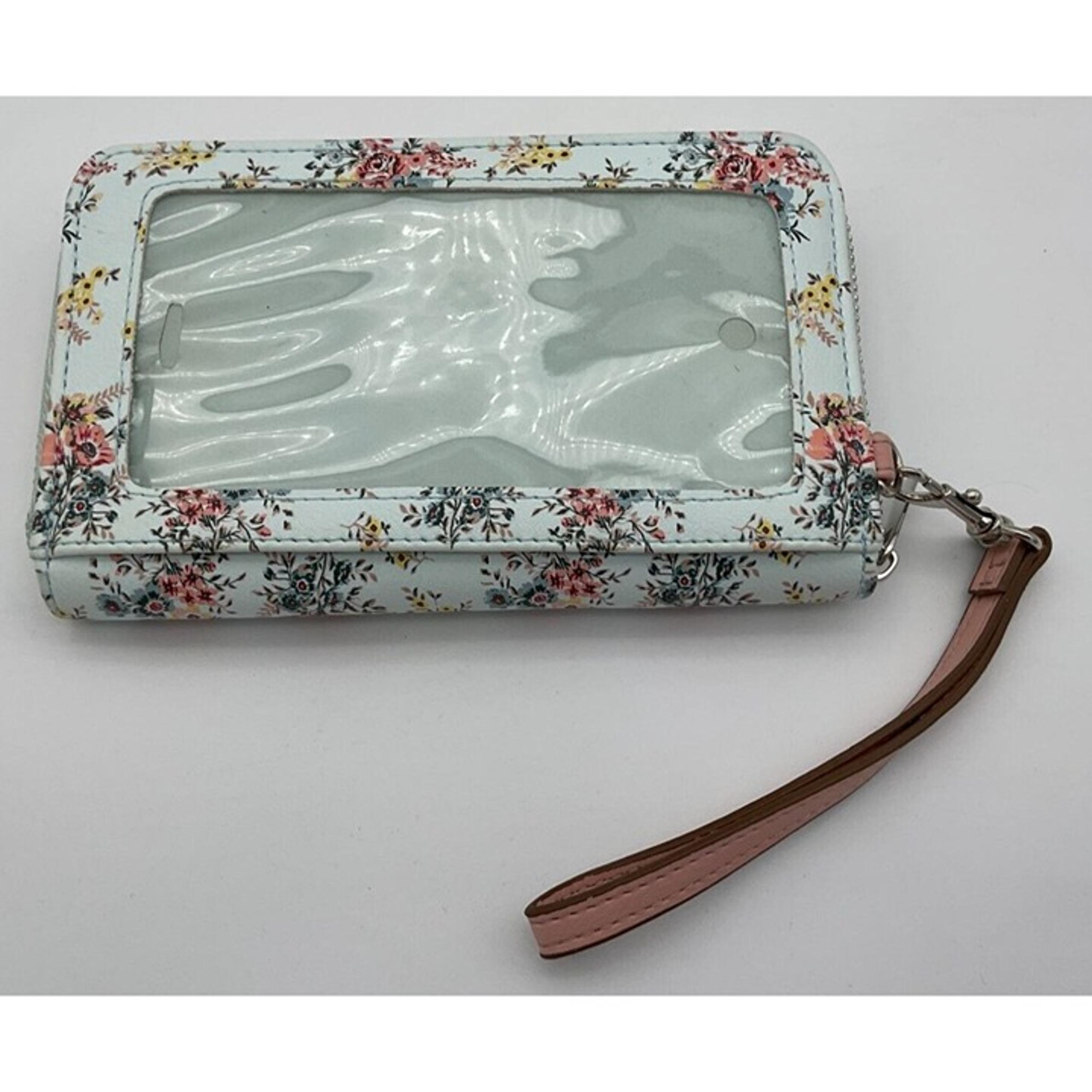 Lt Mint Floral Faux Leather Wristlet Wallet Phone Holder Zipper NWOT - Wild Fable