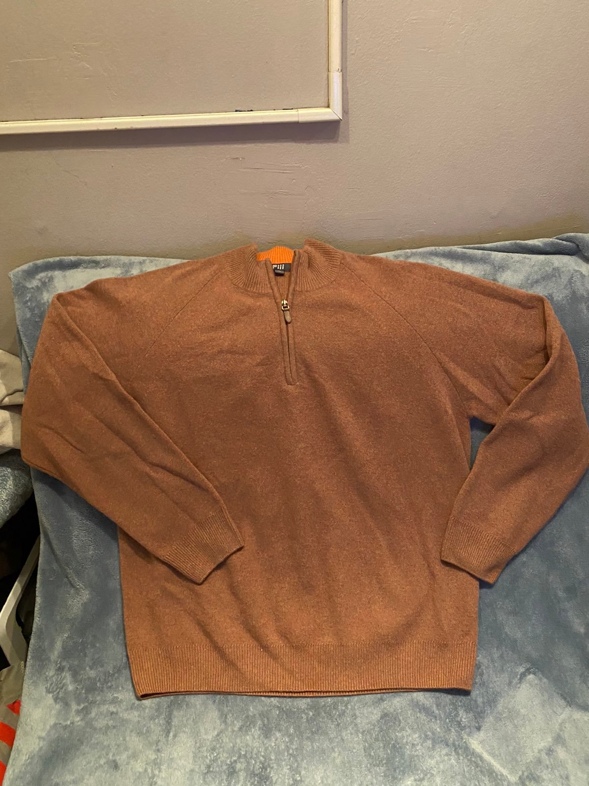 Fiji Fall Color Cashmere Sweater Leather Zipper