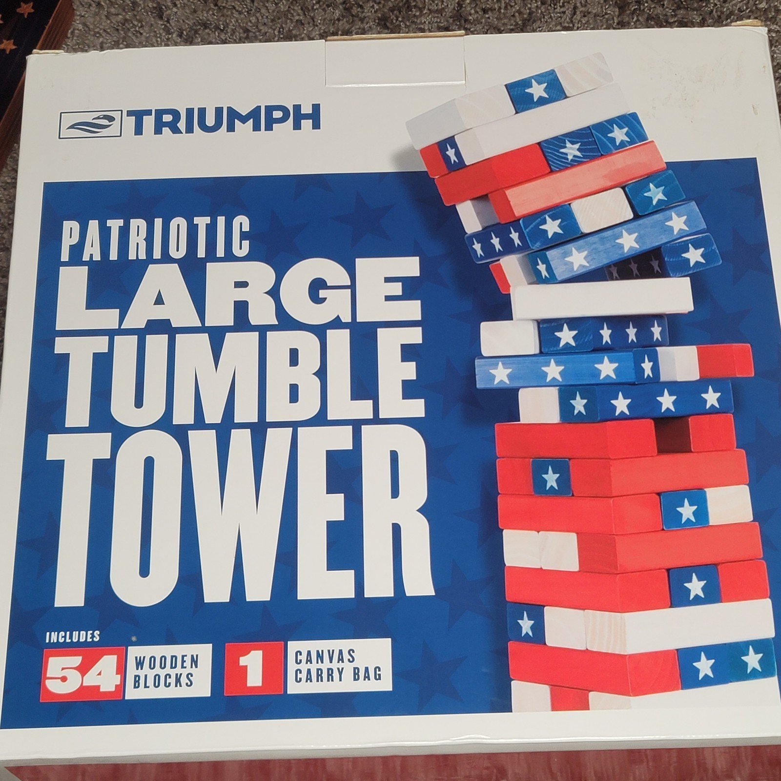 Triumph Patriotic Large Tumble Tower Jenga Party Game-4th of July- American Flag