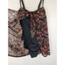 Ralph Lauren Plus Sz 18W Black Floral Chiffon Overlay One Piece Swimsuit Modest