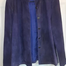 Rare Vintage Purple Real Leather Jacket and Flower Accents FRENCH LAUNDRY Size S