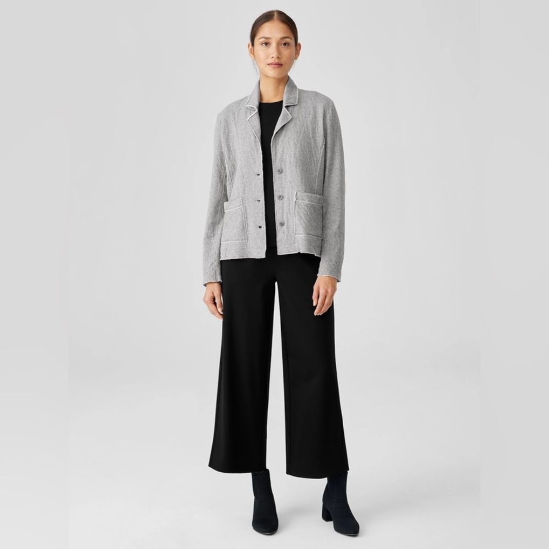 Eileen Fisher Double Layer Organic Cotton Blazer Grey Size XS