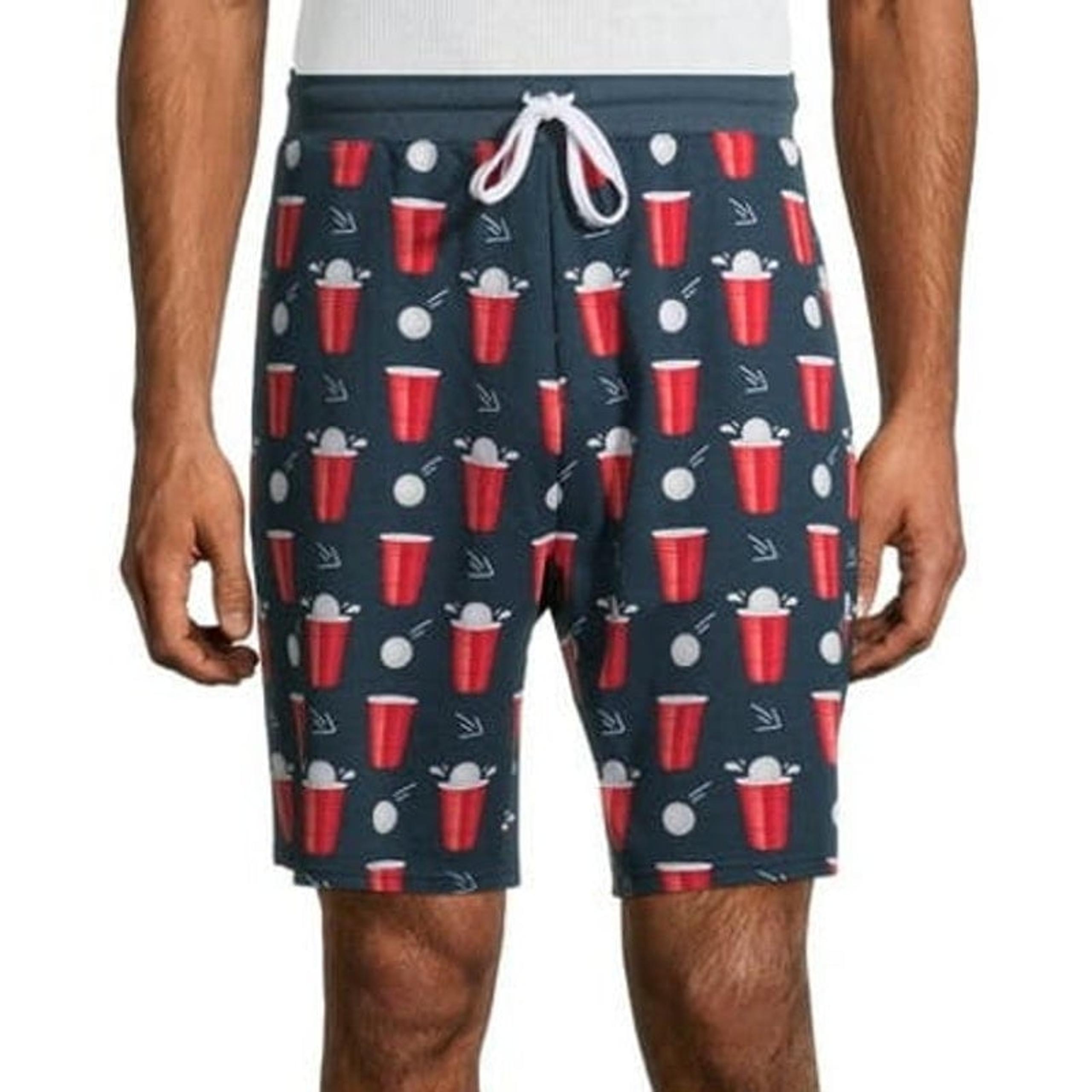 No Boundaries Lounge Jam Shorts Beer Pong Pockets Blue Red Men's Size L