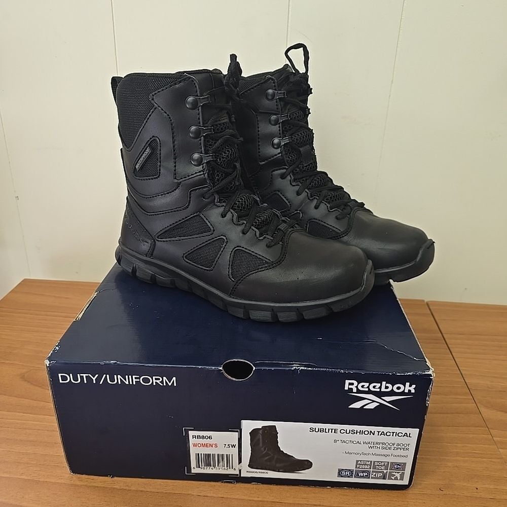 REEBOK WOMEN'S 7.5 SUBLITE CUSHION TACTICAL 8 WATER PROOF ZIP BOOTS RB806