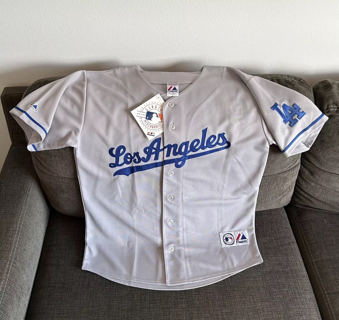 Majestic Authentic Los Angeles Dodgers Baseball Jersey with Patch Men’s Sz L