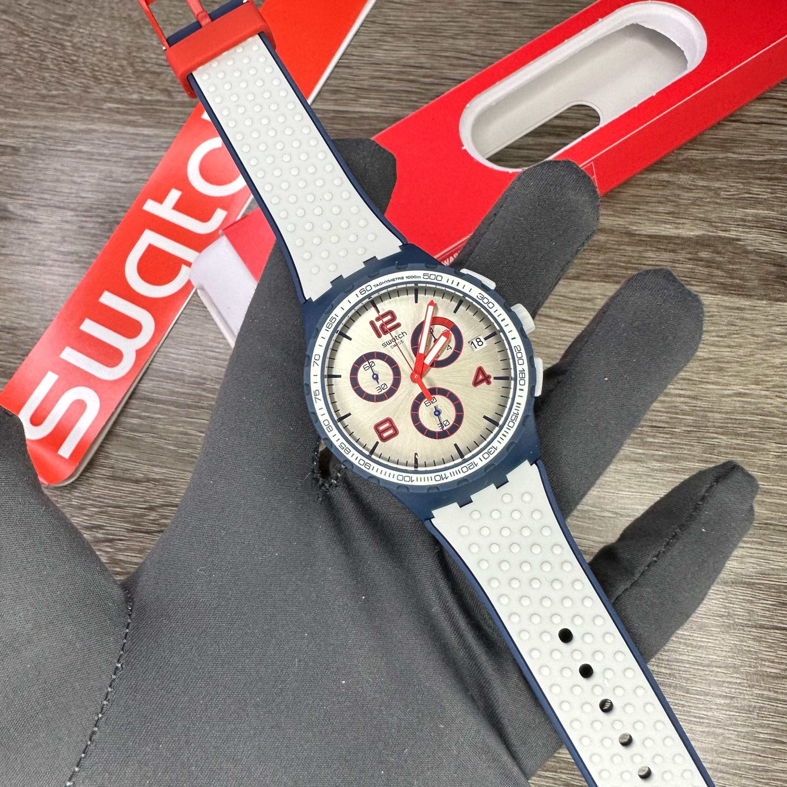 NEW✅ Swatch HUMPY BUMPY Silicone Chronograph Men's 41mm Watch SUSN411 Bricks