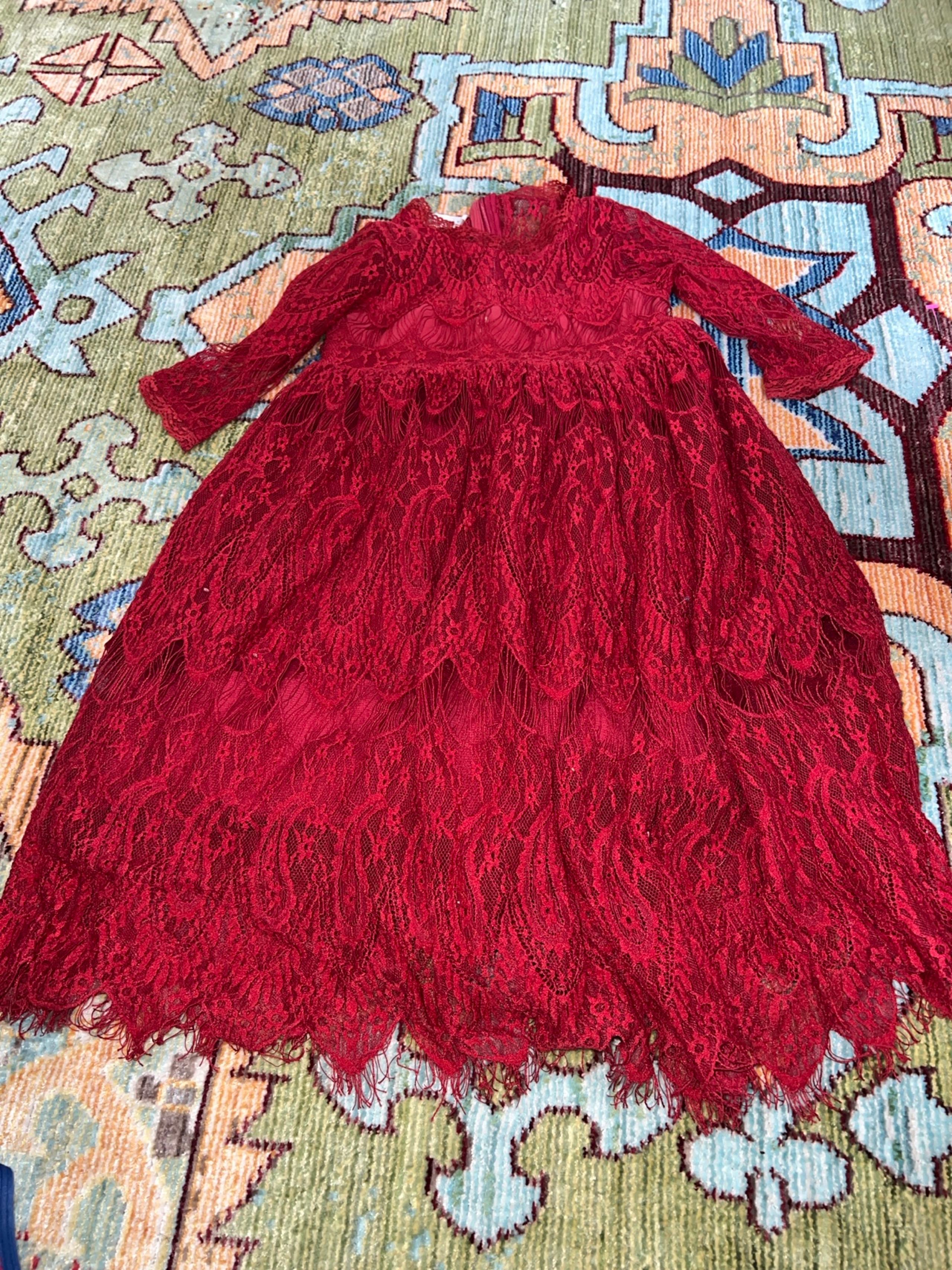 trish scully child red lace dress wedding photos size 6 Bin28