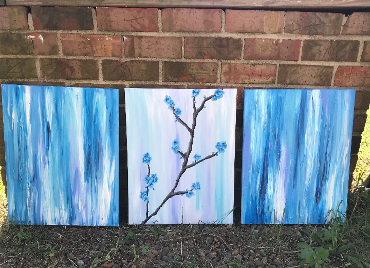 3 Pc. Hand-Painted Abstract and Floral Home Decor Canvases
