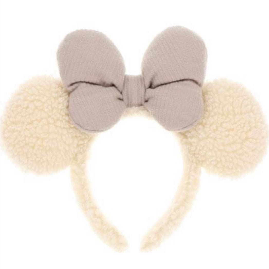 Tokyo Disney shearling Minnie ears headband with corduroy bow Sherpa